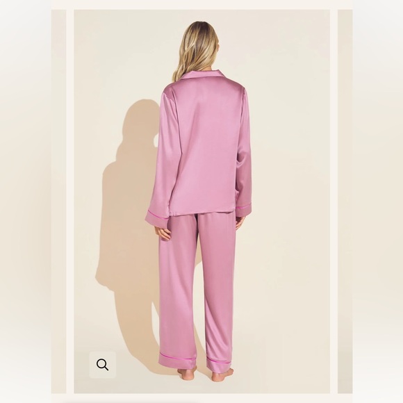 EBERJEY Inez Washable Silk Long PJ Set in Foxglove/Italian Rose - Picture 3 of 3